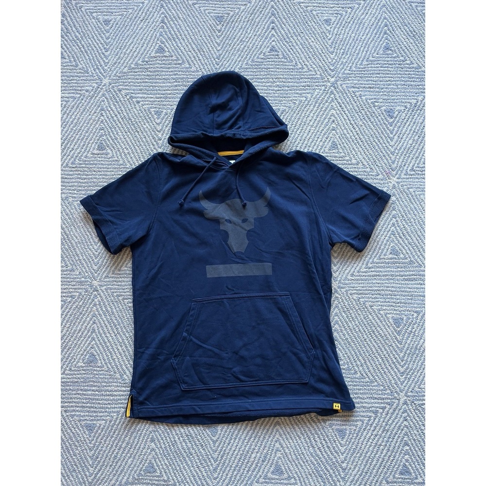 Under Armour‎ Project Rock Terry Short Sleeve Hooded Top - Blue - Large